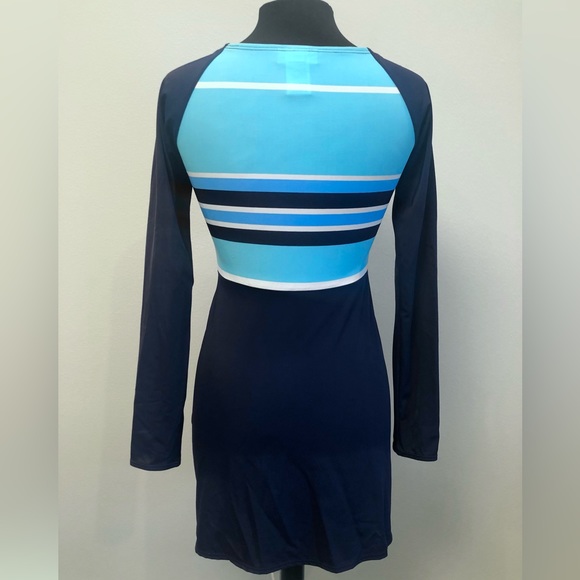 DKNY Navy Striped Swim Mini Dress Scuba Coverup Size XS - Picture 6 of 7
